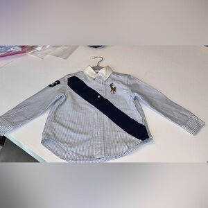 Ralph Lauren Kids Blue and White Striped Button Down Shirt